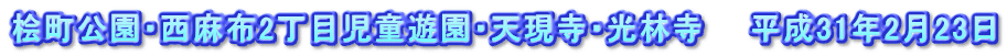 桧町公園・西麻布2丁目児童遊園・天現寺・光林寺　　平成31年2月23日