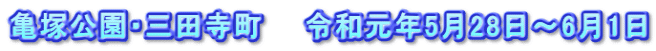 亀塚公園・三田寺町　　令和元年5月28日～6月1日