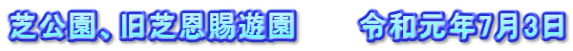 芝公園、旧芝恩賜遊園　　　令和元年7月3日