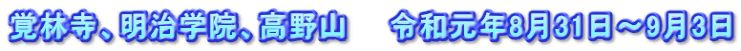 覚林寺、明治学院、高野山　　令和元年8月31日～9月3日