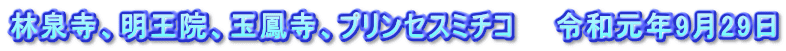 林泉寺、明王院、玉鳳寺、プリンセスミチコ　　令和元年9月29日
