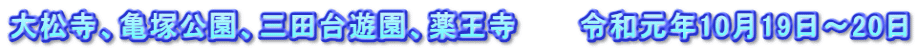 大松寺、亀塚公園、三田台遊園、薬王寺　　　令和元年10月19日～20日