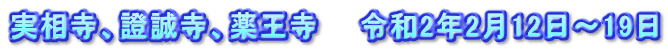 実相寺、證誠寺、薬王寺　　令和2年2月12日～19日