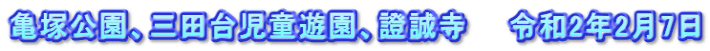 亀塚公園、三田台児童遊園、證誠寺　　令和2年2月7日