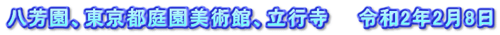 八芳園、東京都庭園美術館、立行寺　　令和2年2月8日