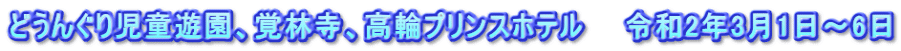 どうんぐり児童遊園、覚林寺、高輪プリンスホテル　　令和2年3月1日～6日