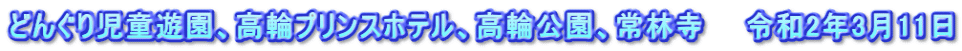 どんぐり児童遊園、高輪プリンスホテル、高輪公園、常林寺　　令和2年3月11日