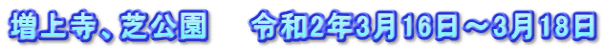 増上寺、芝公園　　令和2年3月16日～3月18日