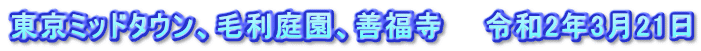 東京ミッドタウン、毛利庭園、善福寺　　令和2年3月21日
