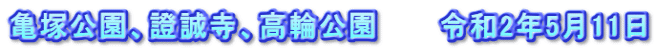亀塚公園、證誠寺、高輪公園　　　令和2年5月11日