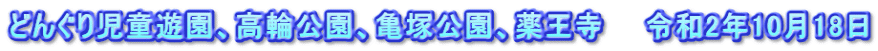 どんぐり児童遊園、高輪公園、亀塚公園、薬王寺　　令和2年10月18日