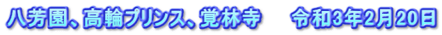 八芳園、高輪プリンス、覚林寺　　令和3年2月20日