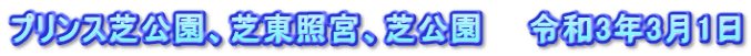 プリンス芝公園、芝東照宮、芝公園　　令和3年3月1日