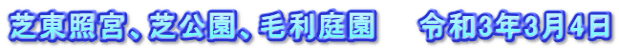 芝東照宮、芝公園、毛利庭園　　令和3年3月4日