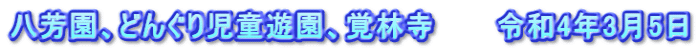 八芳園、どんぐり児童遊園、覚林寺　　　令和4年3月5日