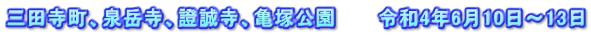 三田寺町、泉岳寺、證誠寺、亀塚公園　　　令和4年6月10日～13日