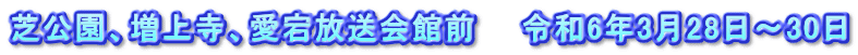 芝公園、増上寺、愛宕放送会館前　　令和6年3月28日～30日