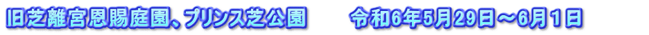 旧芝離宮恩賜庭園、プリンス芝公園　　　令和6年5月29日～6月１日　　　　