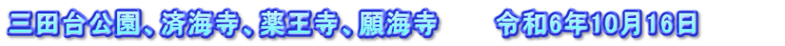 三田台公園、済海寺、薬王寺、願海寺　　　令和6年10月16日　　　　