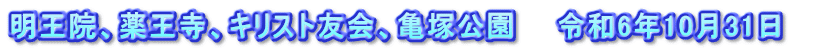 明王院、薬王寺、キリスト友会、亀塚公園　　令和6年10月31日　　