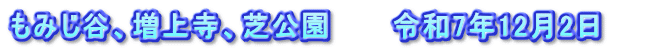 もみじ谷、増上寺、芝公園　　　令和7年12月2日　　