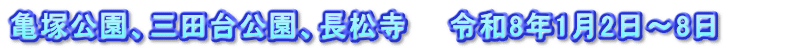 亀塚公園、三田台公園、長松寺　　令和8年1月2日～8日　　　
