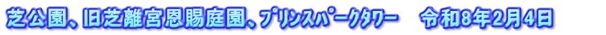 芝公園、旧芝離宮恩賜庭園、ﾌﾟﾘﾝｽﾊﾟｰｸﾀﾜｰ   令和8年2月4日　　　